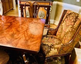 Hickory Dining Table & 6 Chairs (4 side chairs & 4 arm chairs)  - Hickory upholstered Club Chair ===> $425 Each OR $Pair for ONLY $800