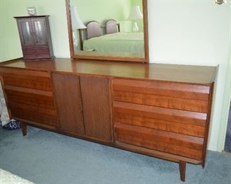$950 all 6 pieces Mid Century Post Modern Bedroom Set 
Detroit Furniture Company - Lane Furniture
from Evergreen Street in Brooklyn
54 years old.
Excellent condition.
Dresser 74"W x 18"D x 29"H
Mirror 30"W x 44"H
Armoire / Highboy Chest 32"W x 18"D x 67 1/2"H
2 Night Stands 26"W x 17"D x 22"H
Queen Headboard 5ft"W x 40"H
Mattress available too....will get pictures later.
