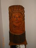 Beautiful, wood carved Native American bust.
