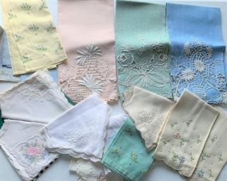 Linen lot with embroidered hankies $25