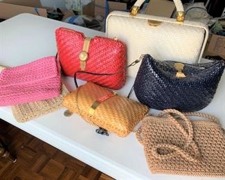 Lot of woven purses - red purse has damage to back $30