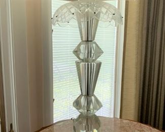 Vintage crystal lamp. Measures 35 1/2 inches tall by 7 1/2 inches wide - $75