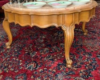 Round coffee table with marble top. Measures 17 1/2 High by 36 across - $100