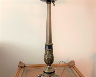 Lamp with marble base. Measures 35 1/2 inches tall by 8 1/4 wide at base.  $75