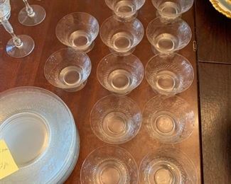 Lot of carved glass bowls and plates $125