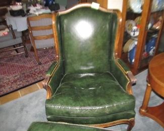 116  Leather chair and ottoman. $75