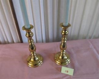 118 Pair of brass candlesticks. Was $15; Now $6