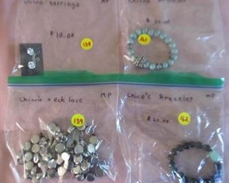 Chico jewelry (note - skipped numbering)  138 $10;  139 $25;  161  $20;   162 $20
