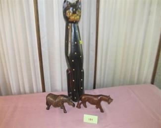 189  Three wooden carved animals. $10 all