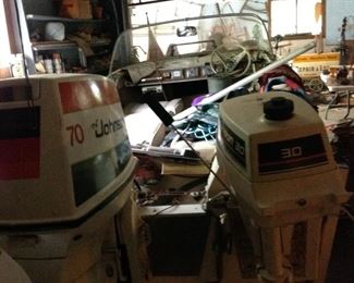 15 foot  1964 Sea Shark  pleasure fiberglass boat with  70 hp Johnson outboard motor and a  30 hp  Johnson motor, plus trailer.  Has always been garaged.