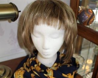 Chanel scarf, 100% human hair wig