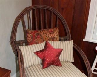 Rustic chair w/pillows