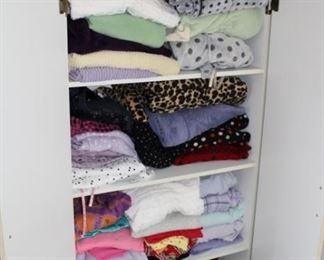 White cabinet, clothing