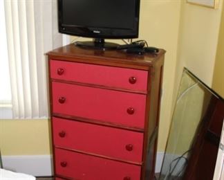 Painted dresser, small flatscreen