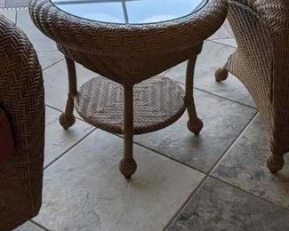 2002 Outdoor patio furniture: there are 4 Swivel Chairs, 2 End Table with glass tops, Coffee table with glass top, and Couch, plus the lamp , You can buy it all or it can be pieced out . Start Price for all pieces are $1195.