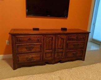 2013 Dresser, end tables, armoire Kings size bed with mattress and bedding $ 800