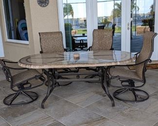 16 pcs Metal furniture Lounge Chairs (4), 2 small accent tables, 8 chairs and table $ 1000 ( 2010)