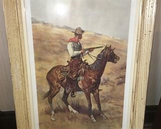 Remington Print in Rare "Wormed" Frame