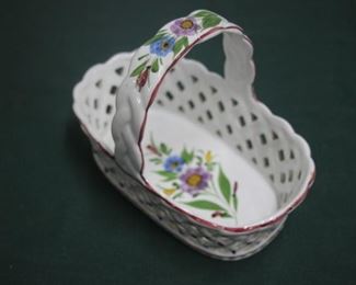 50% OFF. Now $7.50.                                                                     
$15. Portuguese porcelain basket. 8 inch long.