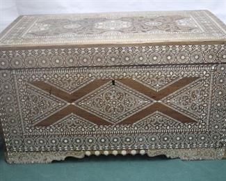 50% OFF. Now $75.                                                                        $150. Mother of pearl inlaid trunk. 26x14.5x14.