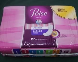 $8. Poise pads. 27 pads in each bag.
