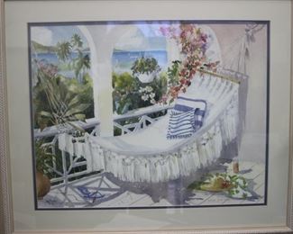 $15. Jinx Morgan, "Perfect Day in Paradise". Signed lithograph. 22x25.5.