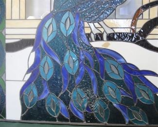 $200. Stained glass peacock window hanging. 36x24.