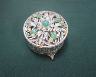 $50. 3 piece vintage jeweled filigree vanity set.