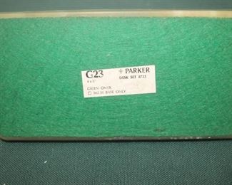 $40. Green onyx Parker pen holder with letter opener.