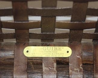 $30. Vintage, McGuire leather strap bench. 17x15x19.