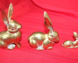 50% OFF, now $10.                                                                           $20. Set of three brass rabbits.            