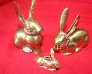 50% OFF, now $10.                                                                           $20. Set of three brass rabbits.                                                                                      