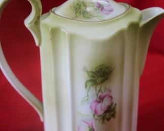 50% OFF,  now $7.50.                                                                     
$15. Nippon coffee/hot chocolate pot.  9" tall, hand painted. No chips or cracks.