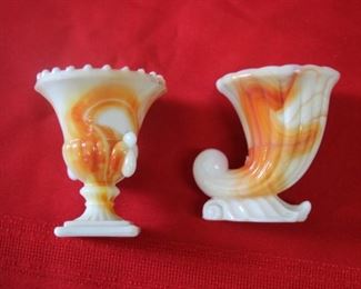 50% OFF, now $5.                                                                             $10. Small milk glass candle holders. 3.25" tall, Vogue Merco, New York City.