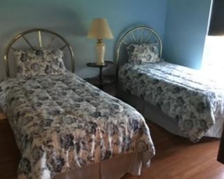 $195 pair twin beds with mattress - a bit older but clean - with coverlet & pillows included