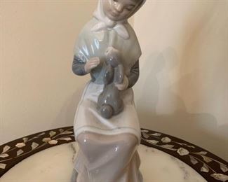 CLEARANCE !   $15.00 now, was $50.00......Zaphir Figurine Girl with Rabbit, Made in Spain....Excellent Condition, 8" tall. 