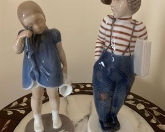 $60.00 for pair......Bing and Grondahl (B & G) Boy with Book/Paper and Girl Crying, both in excellent condition.  