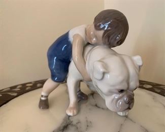 $50.00.....Bing and Grondahl (B & G) Unconditional Love, Boy with Bulldog, excellent condition, 4" tall.  