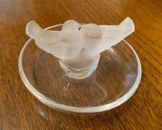 $50.00.....Lalique Kissing Lovebirds Ring Bowl Tray, excellent condition.