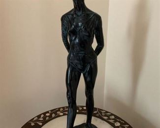 HALF OFF!  $45.00 now, was $90.00......Signed Anthony Cipriano Ballerina Ballet Dancer Sculpture, 14" tall, made of black composite/resin.  Great Condition.