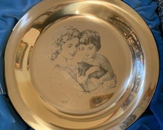 $90.00......Franklin Mint Solid Sterling Silver 1976 Mother's Day Plate.  8" in Diameter and approximately 180 grams of silver.  Original Box Included.  