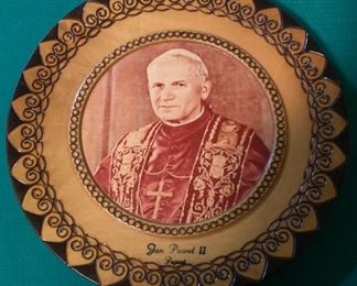 CLEARANCE !    $10.00 now, was $25.00......Carved Polish Plate with Pope John Paul II