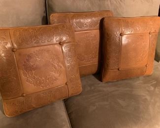 $30.00 for all.......3 Leather Pillows... one has slight staining 
