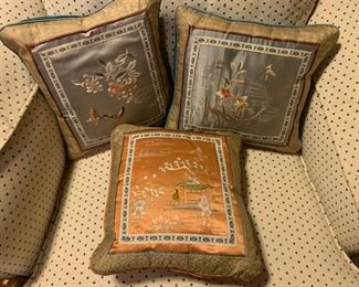 HALF OFF!  $12.00 now, was $24.00 for 3 Small Silk Embroidered Pillows