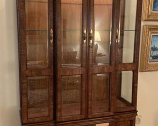 CLEARANCE! $75.00 now, was $200.00.......Tomlinson China Cabinet Curio Hutch.  Beveled Glass Doors, has a few pieces of veneer that has flaked off, have some saved but perhaps not all.  44" x 16 1/2", 79" tall.  Beautiful Piece with a few flaws.