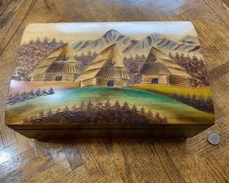 HALF OFF!   $22.50  now, was $45.00........Very Large Painted & Carved Box (Box 28)