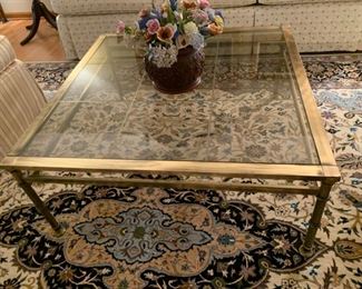 CLEARANCE   $75.00 now, was $250.00.....Square Brass MCM Coffee Table 37" x 37", 16" tall