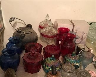 Nice glassware and cast iron kettle