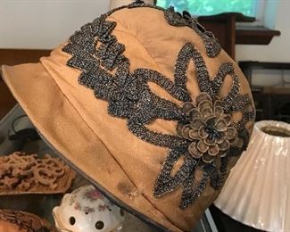 Vintage hat with beaded applique