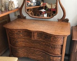 Wonderful Oak Curved front dresser with tilt mirror